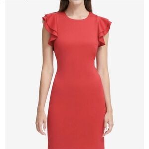 Tommy Hilfiger Red Sheath Mini Dress with Square Neck...SIZE:10